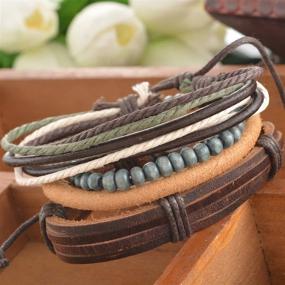 img 1 attached to MJartoria Leather Strands Adjustable Bracelets