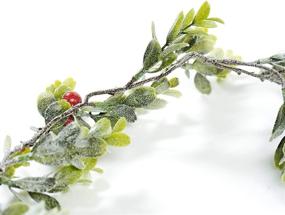 img 2 attached to Snowy Boxwood Garland with 🎄 Red Berries - 70 Inch by CraftMore