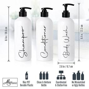 img 1 attached to 🚿 Alora 16oz Pump Bottles - Set of 3 | Refillable Shampoo, Conditioner, Body Wash Containers with Stylish Labels | Reusable Plastic Dispensers for Shower | SEO-friendly