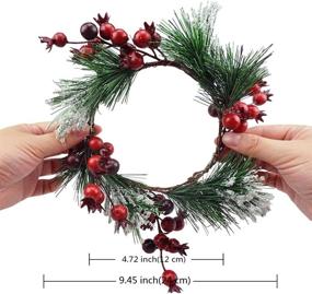 img 1 attached to 🎄 Enhance Your Christmas Decor with Grenerics 2 PCS Red Berry Pine Wreath: Artificial Berries, Snowy Pine Needles, and Candle Ornaments by Baryuefull