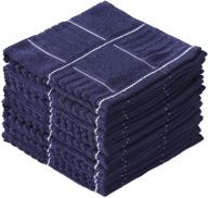 glynniss kitchen dish cloths - cotton dish rags for washing and drying, pack of 8 dishcloths (navy blue, 12x12 inches) logo