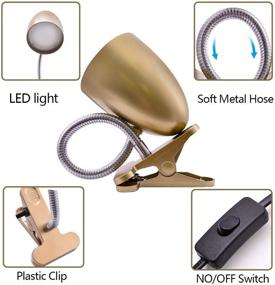 img 2 attached to 💡 Energetic Clip on Lamp for Bed: Non-Dimmable Reading Light with Flexible Gooseneck, 4000K Cool White, 3.5W 240 LM, Eye Protection, ETL Listed