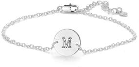 img 4 attached to YANCHUN Silver Initial Bracelet for Women - Personalize Your Style with Adjustable Round Disc Alphabet Letters Bracelet for Girls