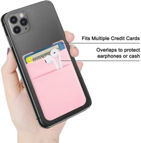 img 3 attached to 📱 SHANSHUI Phone Card Holder Wallet Stick On - Stretchy Lycra Double Slot Credit Card Sleeve Pocket Compatible with iPhone & Most Smartphones (2pcs, Black Pink)