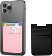 📱 shanshui phone card holder wallet stick on - stretchy lycra double slot credit card sleeve pocket compatible with iphone & most smartphones (2pcs, black pink) logo