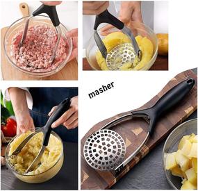 img 3 attached to Clever Monster Stainless Steel Potato Masher with Garlic Press - Heavy Duty Kitchen Gadget for Perfectly Mashed Potatoes, Vegetables, and Fruits