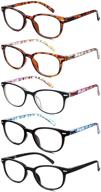 👓 efe reading glasses, 5-pack - full rim flexible spring hinge eyeglasses, comfort readers for men and women (mix color, +1.75 power) logo