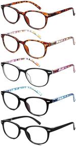 img 4 attached to 👓 EFE Reading Glasses, 5-Pack - Full Rim Flexible Spring Hinge Eyeglasses, Comfort Readers for Men and Women (Mix Color, +1.75 Power)