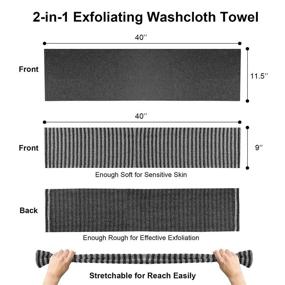 img 2 attached to 🧼 Yiclick 2-Pack Exfoliating Washcloth Towel, Dual-Sided Exfoliating Back Scrubber for Shower Bath, Nylon Asian Korean Body Back Washer for Skin Scrubbing, Long Bath Scrubbing Cloth for Women and Men