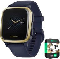 garmin 010-02426-02 venu sq music edition - navy with light gold bezel bundle with 1 year extended protection logo