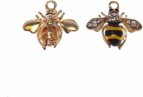 img 2 attached to JulieWang 12pcs Enamel Bee Pendants for Women's Necklace Making, Jewelry Charms in Gold