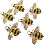 juliewang 12pcs enamel bee pendants for women's necklace making, jewelry charms in gold logo