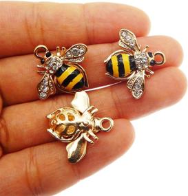 img 1 attached to JulieWang 12pcs Enamel Bee Pendants for Women's Necklace Making, Jewelry Charms in Gold