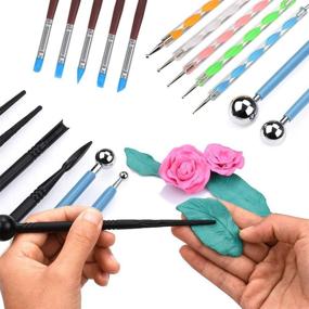 img 3 attached to 🎨 18Pcs Dotting Tools Kit Clay Pottery Carving Modeling Tools Set Rock Painting Kit Including Ball Stylus Clay Sculpting Tools Rubber Tip Pens for Embossing Art, Coloring, Nail Art Painting with EuTengHao SEO