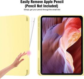 img 3 attached to 📱 Yellow iPad Air 4 10.9-Inch Case 2020 - Support Touch ID, Apple Pencil 2nd Charging, Auto Wake/Sleep - With Pencil Holder, Trifold Stand - Smart Case Cover for iPad Air 4th Generation