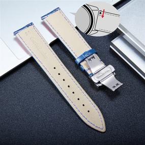 img 2 attached to 🔗 Genuine Calfskin Leather Watch Bands Replacement: Alligator Strap with Butterfly Deployment Buckle - Multiple Sizes and 10 Color Options for Men and Women