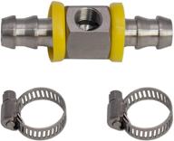 ⛽️ glowshift stainless steel fuel line t-fitting with sensor port - 3/8” barbed push lock adapter for 9.5mm id hose - complete with clamps logo