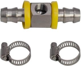 img 3 attached to ⛽️ GlowShift Stainless Steel Fuel Line T-Fitting with Sensor Port - 3/8” Barbed Push Lock Adapter for 9.5mm ID Hose - Complete with Clamps