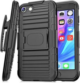 img 3 attached to 📱 Stronden Holster Case for iPhone SE (2020), 7 / 8 - Belt Clip Combo Shell with Swivel Clip, Kickstand - Black