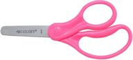 🔪 neon pink 5 inch westcott classic kids scissors with blunt tip [model 15967] logo