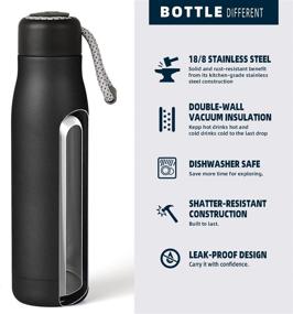 img 1 attached to 🥤 Dusgut 350ml Stainless Steel Water Bottle - Portable BPA Free Lid, Hydro Insulated Thermal Flask for Hot or Cold Drinks – Reusable Metal Water Bottle for Kids, Adults (Midnight Black)