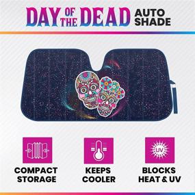 img 2 attached to Día de Los Muertos Day of The Dead Front Windshield Sunshade - Double Bubble Accordion Folding Car Truck SUV Shade - UV Ray Blocker Sun Visor Protector - Keeps Vehicle Cool - 58 x 27 in