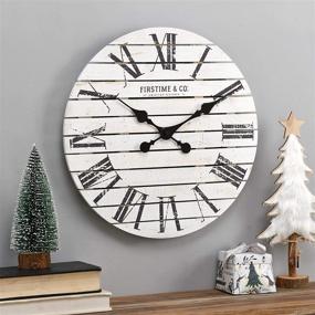 img 4 attached to FirsTime & Co. Shiplap Farmhouse Wall Clock - American Crafted White Timepiece, 18 x 2 x 18 Inches