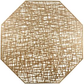 img 4 attached to 🍽️ U'Artlines Octagonal Placemats: Hollow Out Vinyl Mats for Non-Slip & Heat Insulation (Octagonal Gold, 6pcs)