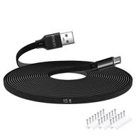 15ft micro usb cable: foboiu's extension cord for yi camera, nest indoor cam, blink, and more - fast charging and data sync, ideal for security cams and smartphones (black) logo