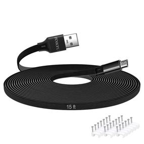 img 4 attached to 15FT Micro USB Cable: Foboiu's Extension Cord for Yi Camera, Nest Indoor Cam, Blink, and More - Fast Charging and Data Sync, Ideal for Security Cams and Smartphones (Black)