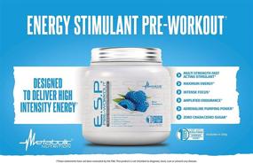 img 2 attached to Metabolic Nutrition ESP - Blue Raspberry Pre Workout Supplement, Stimulating Energy & Endurance, Natural Ingredients, Mental Focus - 300 Grams (90 Servings)