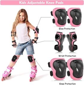 img 3 attached to Protective Gear Sets for Youth/Kids - Adjustable Safety Knee Pads and Elbow Pads Wrist Guards for Girls Boys Teens Aged 5-15 - Ideal for Cycling, Skating, Roller Skating, Skateboarding, Biking, Scooter, and Outdoor Sports