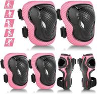 protective gear sets for youth/kids - adjustable safety knee pads and elbow pads wrist guards for girls boys teens aged 5-15 - ideal for cycling, skating, roller skating, skateboarding, biking, scooter, and outdoor sports logo