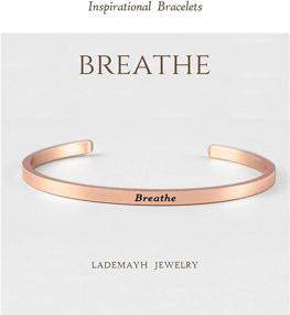 img 3 attached to Lademayh 18k Rose Gold Inspirational Engraved Bracelets: Hypoallergenic & Long-lasting 316L Stainless Steel Bangle - Adjustable Cuff Bracelet Gift for Women