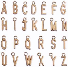 img 1 attached to 🔤 LolliBeads (TM) 2 Sets of Gold Tone Letter Charms for Bracelets and Necklaces - Alphabetic Dangle Hanger Pendants (52 Pcs)