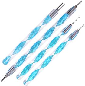 img 4 attached to 🔵 4-Piece Set of JUYA Quilling Tools - Slotted Design with Stainless Steel Head (Blue)