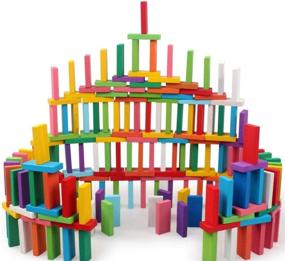 img 4 attached to 🎲 Top-rated 120-Piece Educational Wooden Dominos Set by Newcreativetop