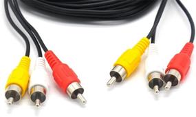 img 1 attached to Padarsey RCA 10FT A/V Composite Cable 🔌 DVD/VCR/SAT Yellow/White/Red Connectors 3 Male to 3 Male