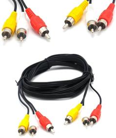 img 3 attached to Padarsey RCA 10FT A/V Composite Cable 🔌 DVD/VCR/SAT Yellow/White/Red Connectors 3 Male to 3 Male