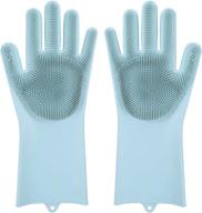 🧤 magical silicone dishwashing gloves: reusable scrubbing gloves for kitchen, bathroom - green (1 pair: right + left hand) logo