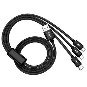 img 4 attached to 🔌 Versatile 10FT Multi Charging Cable with USB Type C and Micro USB Ports - Awnuwuy Black Nylon Braided Multi Charger Cord for Cell Phone, Tablet and Car Charger