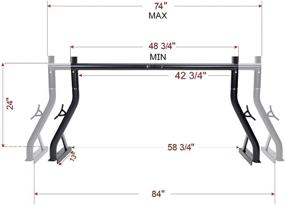 img 2 attached to 🚚 Овощезадвижка спортивного багажника для пикапа из стали с патентованной технологией TMS без необходимости сверления, нагрузкой до 850 фунтов и возможностью удлинения с низким профилем - комплект с крепежными зажимами - 2 шт (24'')