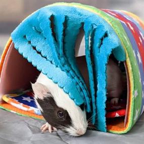 img 2 attached to 🌈 Rainbow Pet Small Animal Tunnel: Hideout Bedding with Fleece Forest Curtain for Chinchillas, Hedgehogs, Rats, Sugar Gliders – Cage Accessories with Removable Two Side Pad