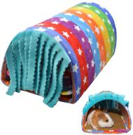 🌈 rainbow pet small animal tunnel: hideout bedding with fleece forest curtain for chinchillas, hedgehogs, rats, sugar gliders – cage accessories with removable two side pad логотип