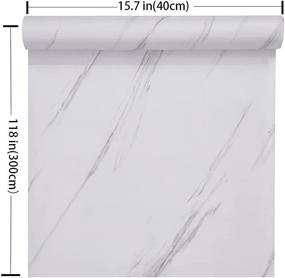 img 2 attached to 🏞️ Glossy Marble Paper Granite Gray/White Peel and Stick Waterproof Wallpaper - Removable 15.8″ × 118″ Self Adhesive Countertop Film for Cabinet, Furniture, Kitchen