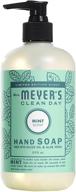 жидкое мыло для рук mrs. meyer's clean day: без жестокости, биодеградируемое, с ароматом мяты, бутылка 12,5 унций логотип