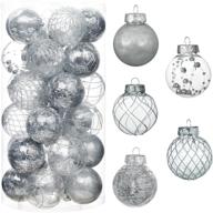 🎄 shatterproof xmas ball decorations - set of 30 clear christmas ball ornaments, 2.36 inch silver hanging baubles for christmas tree, weddings, and parties - includes dedicated stuff logo