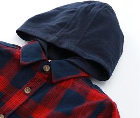 img 2 attached to 👕 Stylish Little Boys Flannel Shirts With Hoods – MOMOLAND Plaid Long Sleeve Collection