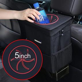 img 2 attached to GEEDAR Upgraded Car Trash Can with Lid - 🚗 2.97 Gals, Waterproof & Leak-Proof Car Garbage Bin with Storage Pockets