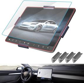 img 4 attached to 📱 15" Tempered Glass Screen Protector for Model 3/Y: Anti-Scratch, Shock Resistant - Car Navigation Touchscreen Protector for Model 3/Y Center Control Touch Screen